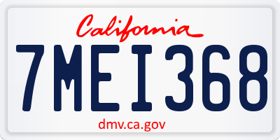 CA license plate 7MEI368