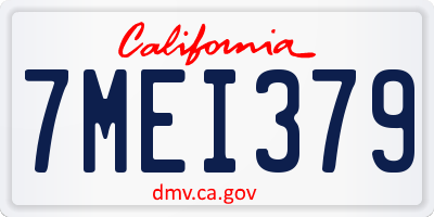 CA license plate 7MEI379