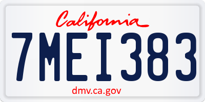 CA license plate 7MEI383
