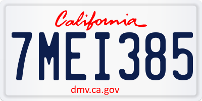 CA license plate 7MEI385