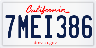 CA license plate 7MEI386