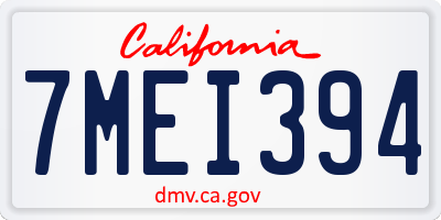 CA license plate 7MEI394