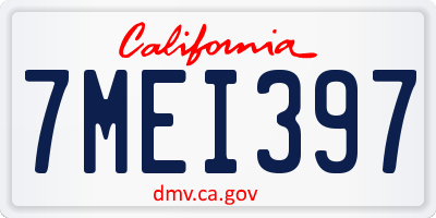 CA license plate 7MEI397