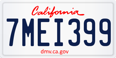 CA license plate 7MEI399