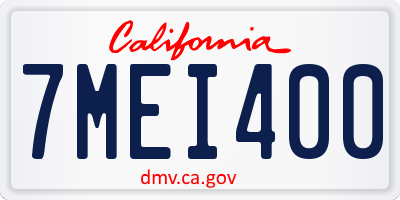 CA license plate 7MEI400