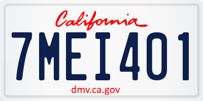 CA license plate 7MEI401