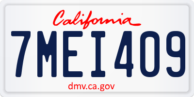 CA license plate 7MEI409
