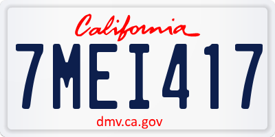 CA license plate 7MEI417