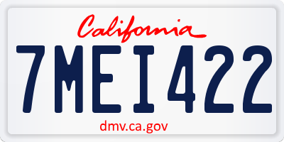 CA license plate 7MEI422