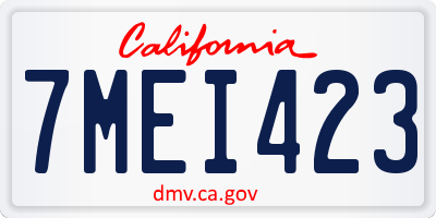 CA license plate 7MEI423