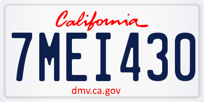 CA license plate 7MEI430