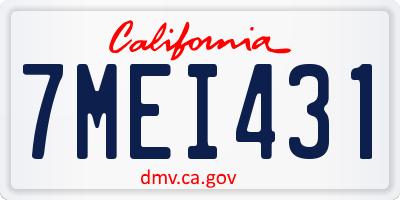 CA license plate 7MEI431