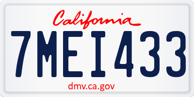 CA license plate 7MEI433