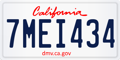 CA license plate 7MEI434