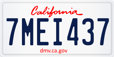 CA license plate 7MEI437