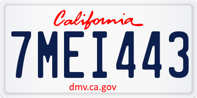 CA license plate 7MEI443