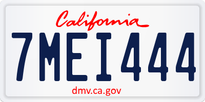 CA license plate 7MEI444