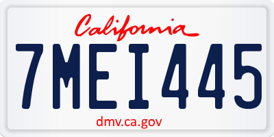 CA license plate 7MEI445