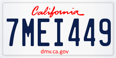 CA license plate 7MEI449