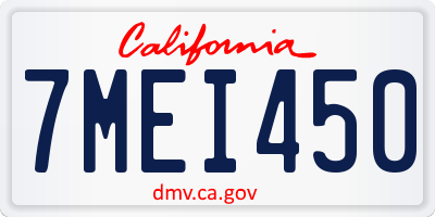 CA license plate 7MEI450