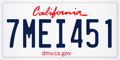 CA license plate 7MEI451