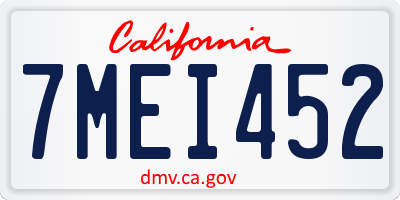 CA license plate 7MEI452