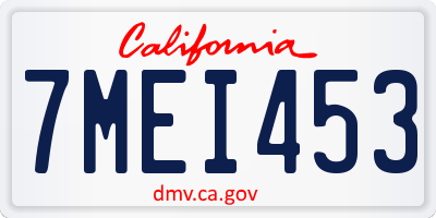 CA license plate 7MEI453