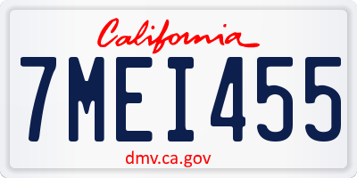 CA license plate 7MEI455