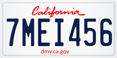 CA license plate 7MEI456