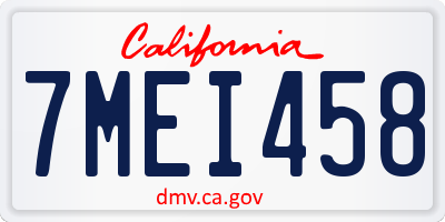 CA license plate 7MEI458