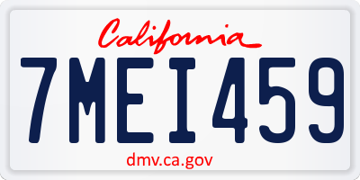 CA license plate 7MEI459