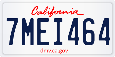 CA license plate 7MEI464