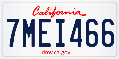 CA license plate 7MEI466
