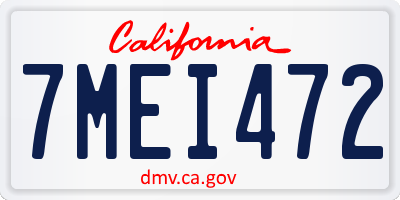 CA license plate 7MEI472