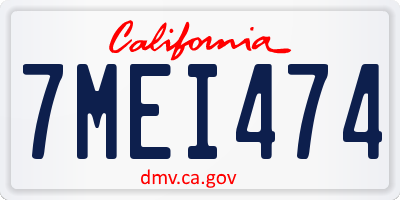 CA license plate 7MEI474