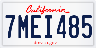 CA license plate 7MEI485