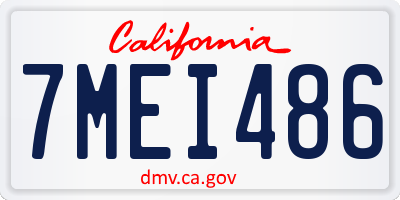 CA license plate 7MEI486