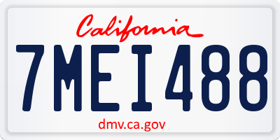 CA license plate 7MEI488