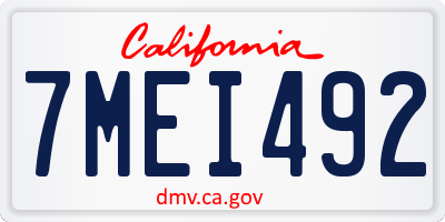 CA license plate 7MEI492