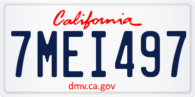 CA license plate 7MEI497