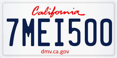 CA license plate 7MEI500
