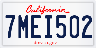 CA license plate 7MEI502