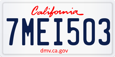 CA license plate 7MEI503