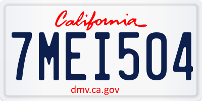 CA license plate 7MEI504