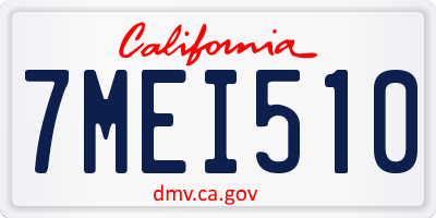 CA license plate 7MEI510