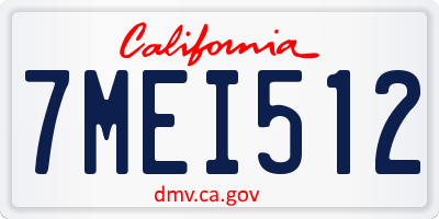 CA license plate 7MEI512