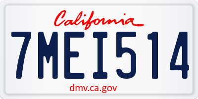 CA license plate 7MEI514