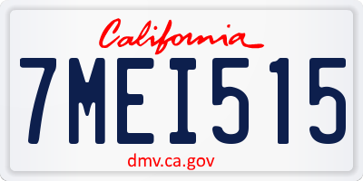 CA license plate 7MEI515