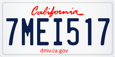 CA license plate 7MEI517