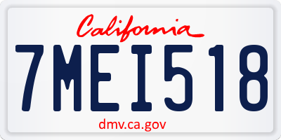 CA license plate 7MEI518